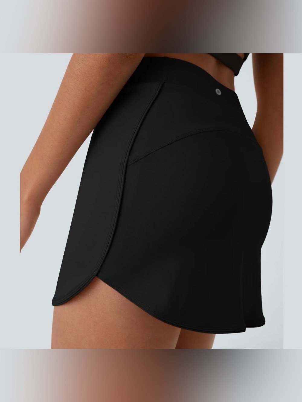 Black Athletic Skort with Subtle Logo